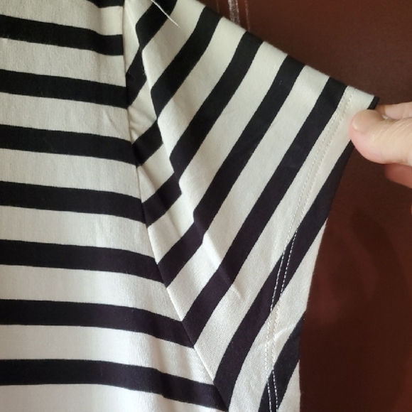 A New Day Black And Cream Stripe Sheath Dress Casual Crew Neck Short Sleeve - Picture 4 of 7